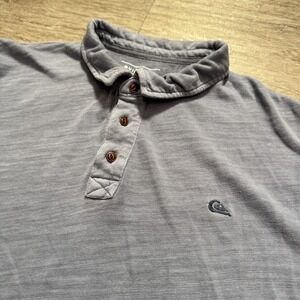 Vintage Quiksilver Polo Shirt Mens Large Gray Knit‎ 100% Cotton Skate Surf Y2k